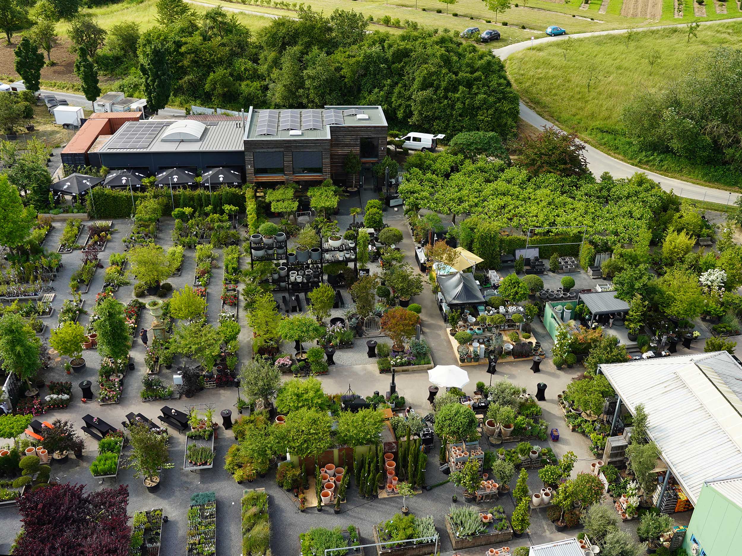 Das Elliots Gartencafe aus der Luft