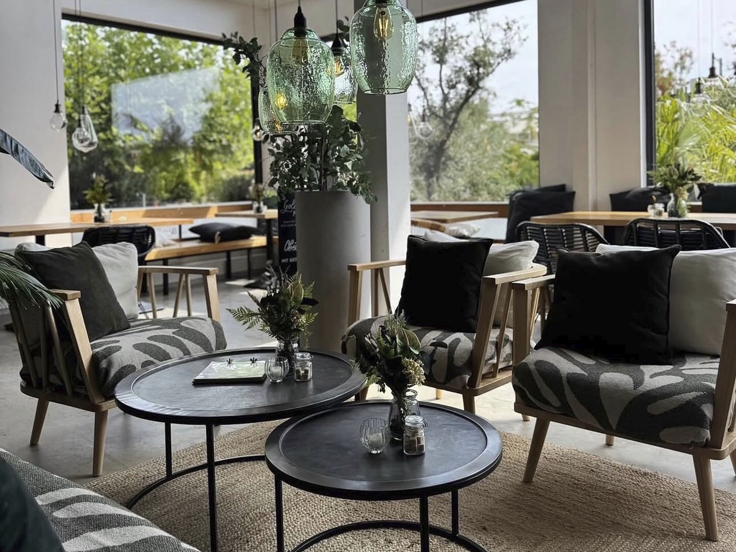 Blick von der Couch Richtung Platanen